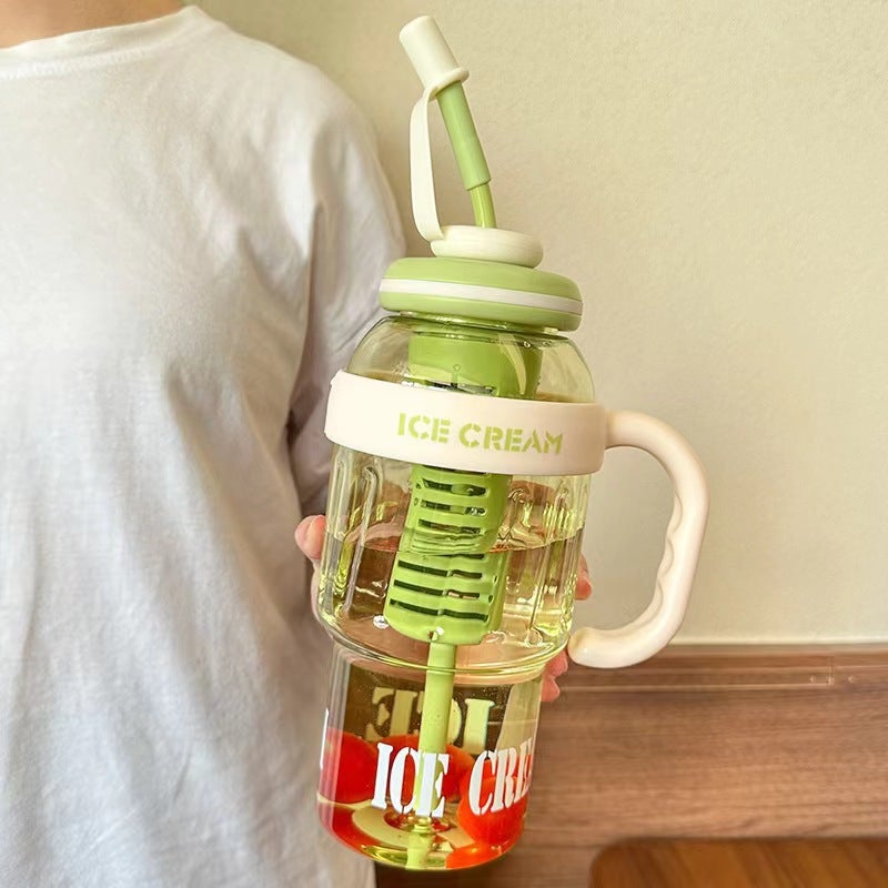 This trendy giant straw cup is perfect for summer, offering large capacity for tea, a stylish and portable design, and easy to carry.